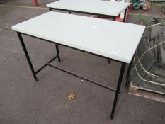 Two metal framed tables