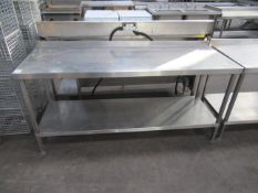 Stainless steel preperation table with under shelf 1800 x 650mm