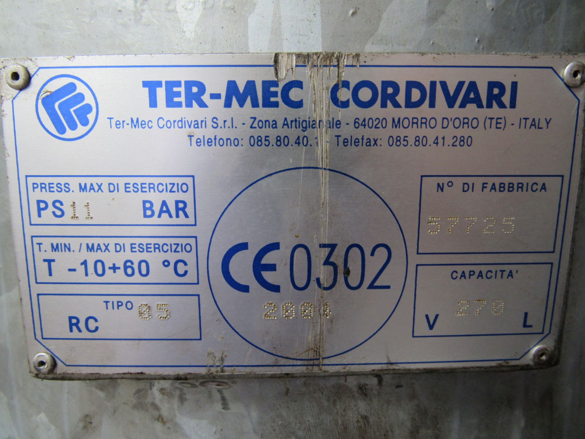 Ter-Mec 270L Vertical Air Receiving Tank and Boge - Image 5 of 5