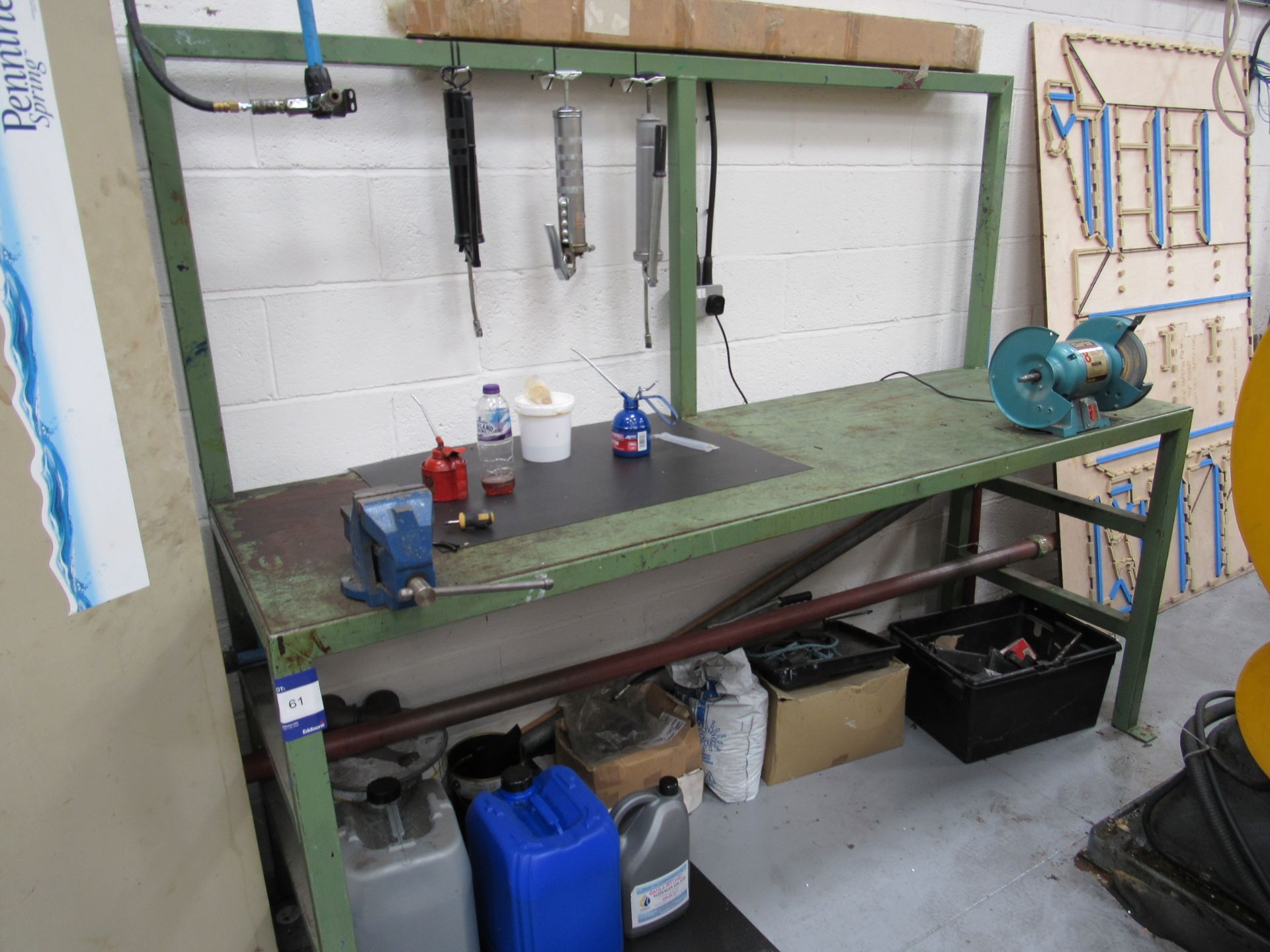 Steel Work Bench with Vice and Clarke 8” Bench Gri