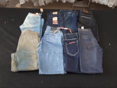 8 x Various designer jeans, 30W, Various leg sizes