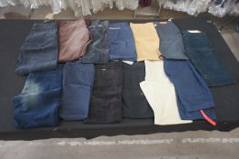 13 x Various designer casual trousers, 36W, Various leg sizes