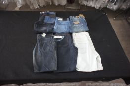 7 x Various designer jeans, 34W, Various leg sizes