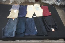 11 x Various designer casual trousers, 32W, Various leg sizes