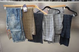 6 x Various designer jeans, trousers, 40W, Various leg sizes