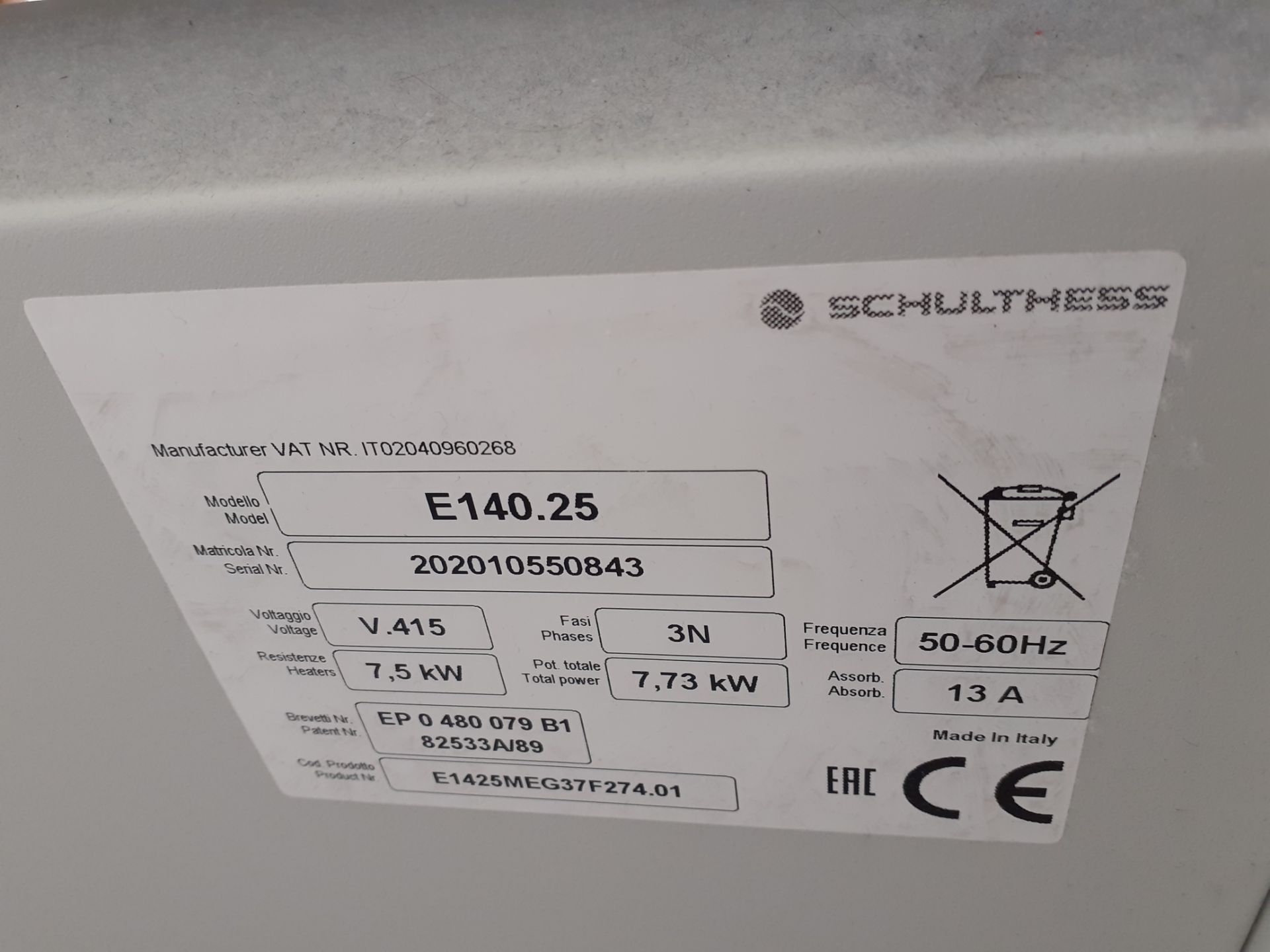 Schulthess E140.25 Rotary Iron, serial number 2020 - Image 4 of 4