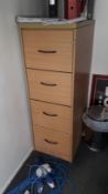 Wooden 4 Drawer Upright Filing Cabinet. (Located a