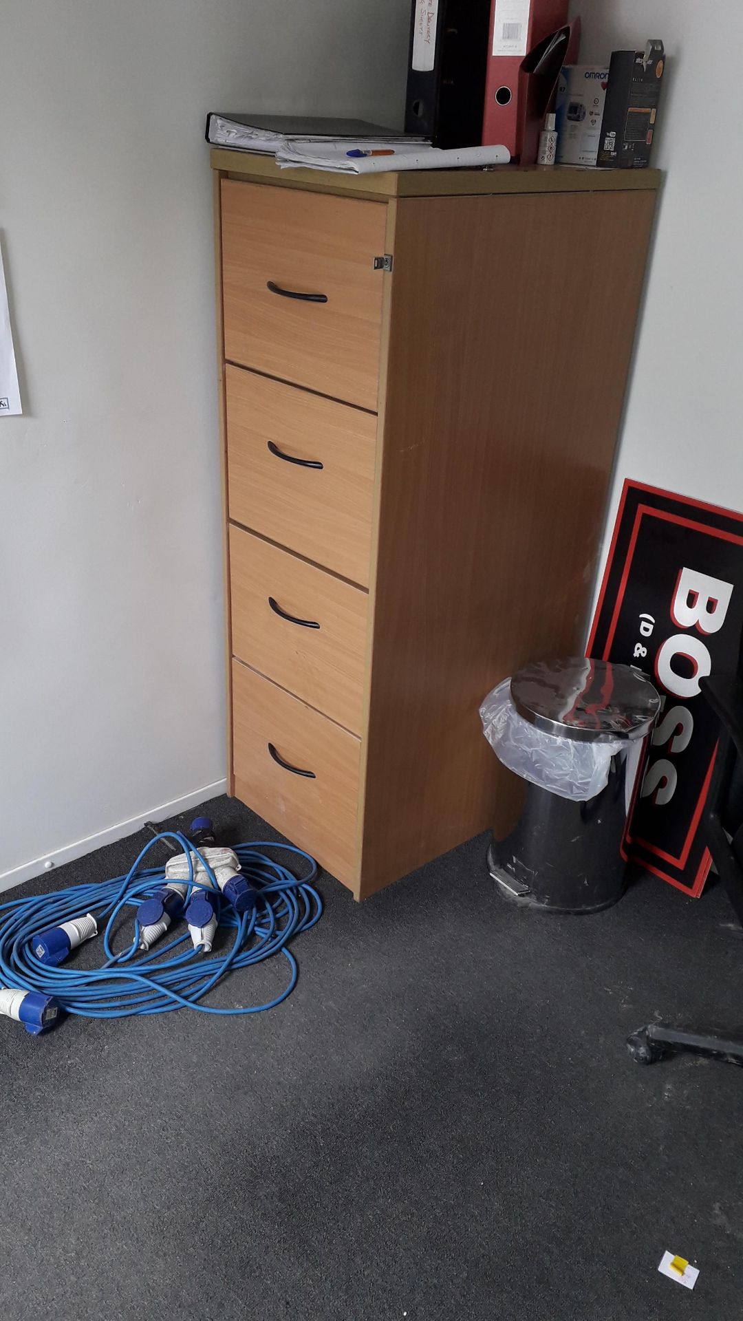 Wooden 4 Drawer Upright Filing Cabinet. (Located a - Image 2 of 2