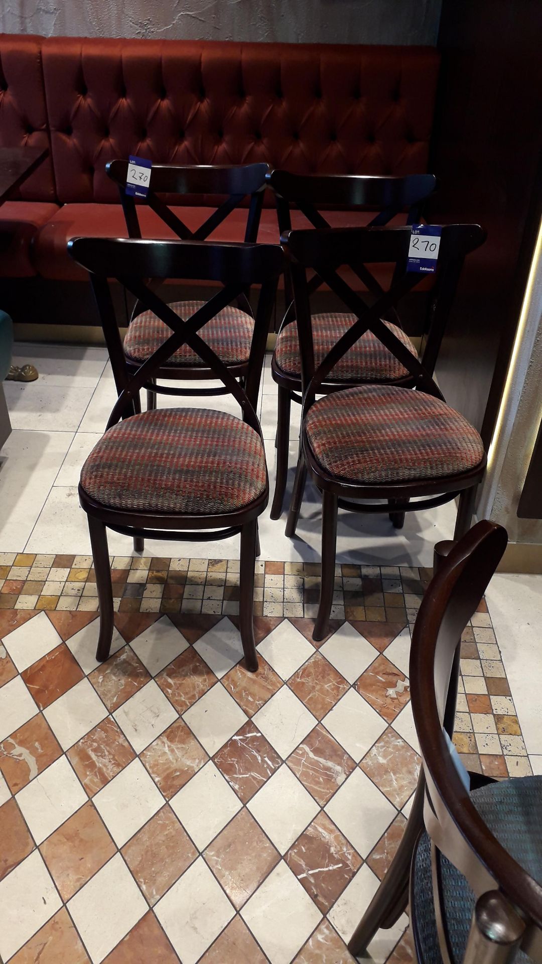 Set of 4 Wooden Chairs Upholstered Seats, Located at First Floor, The Bentall Centre, Wood Street, - Image 2 of 2