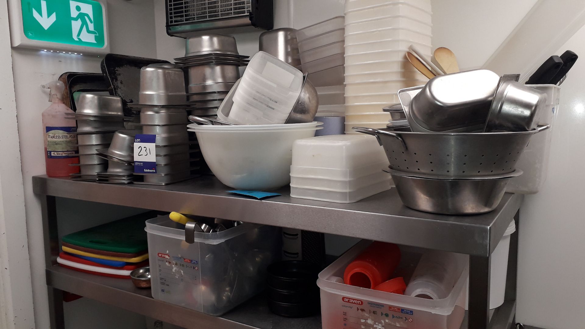 Small Quantity of Stainless Steel Gastronorm Pans, Chopping Boards and Kitchen Utensils to 2