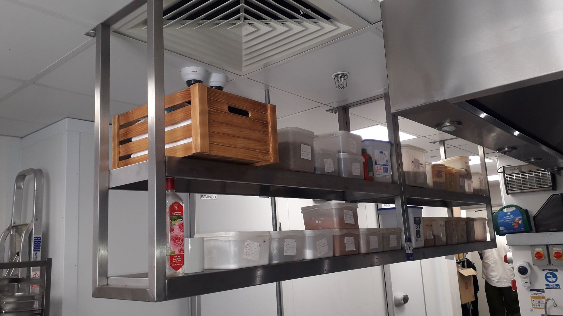 2 x Stainless Steel Ceiling Mounted Double Shelf 1350 x 300 x 800 Excludes Contents (Purchaser to - Image 2 of 3