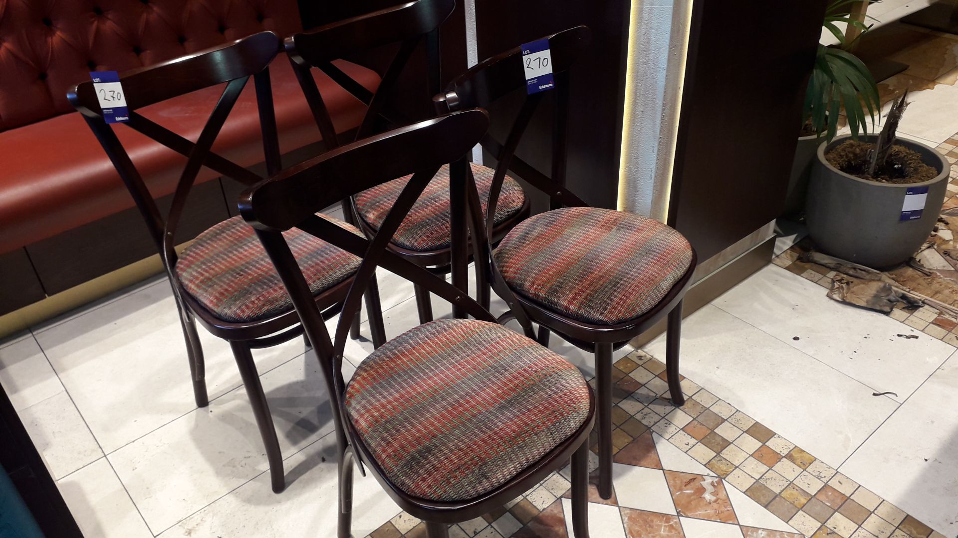 Set of 4 Wooden Chairs Upholstered Seats, Located at First Floor, The Bentall Centre, Wood Street,