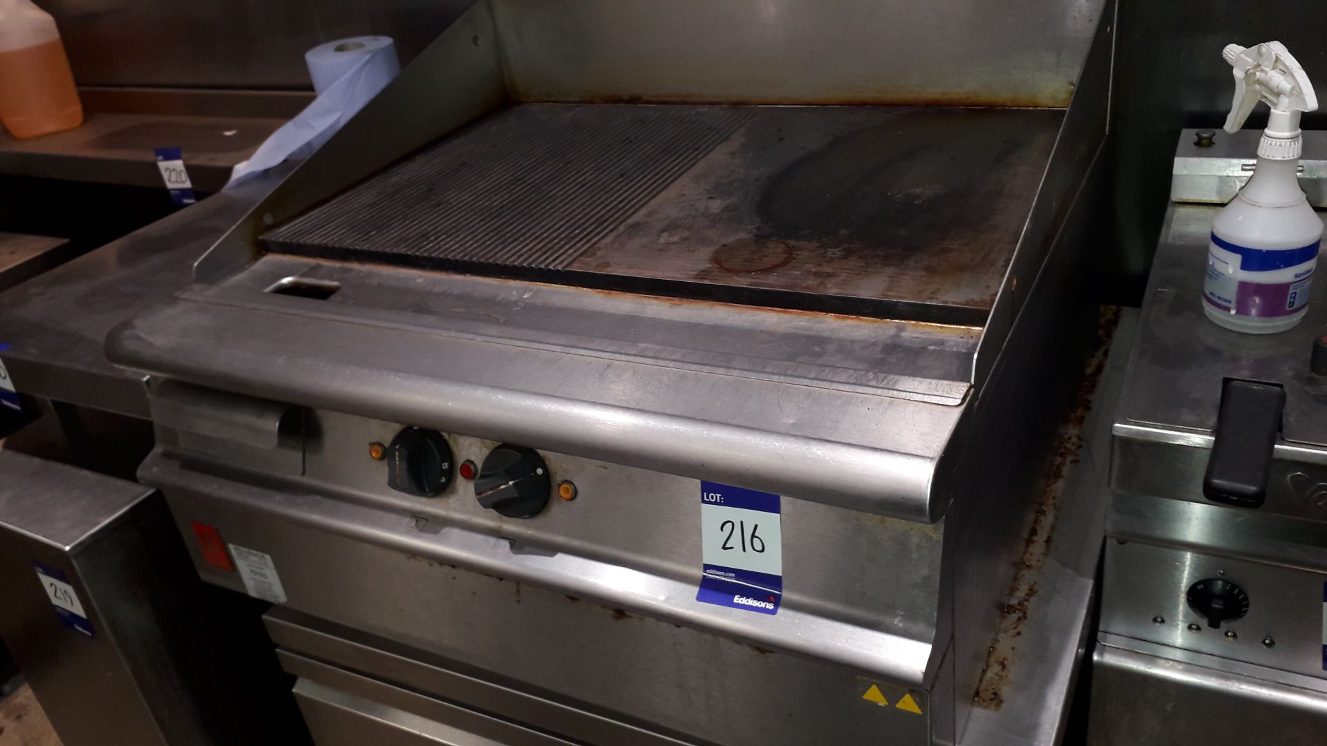 Falcon E3481R Dominator Plus 800mm Half Ribbed Griddle Serial Number F592541 on Stainless Steel