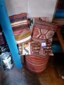 6 x Arabic Carpet Cushions & Arabic Carpet Stool, Located at 14 Leicester Square, London WC2H 7NG