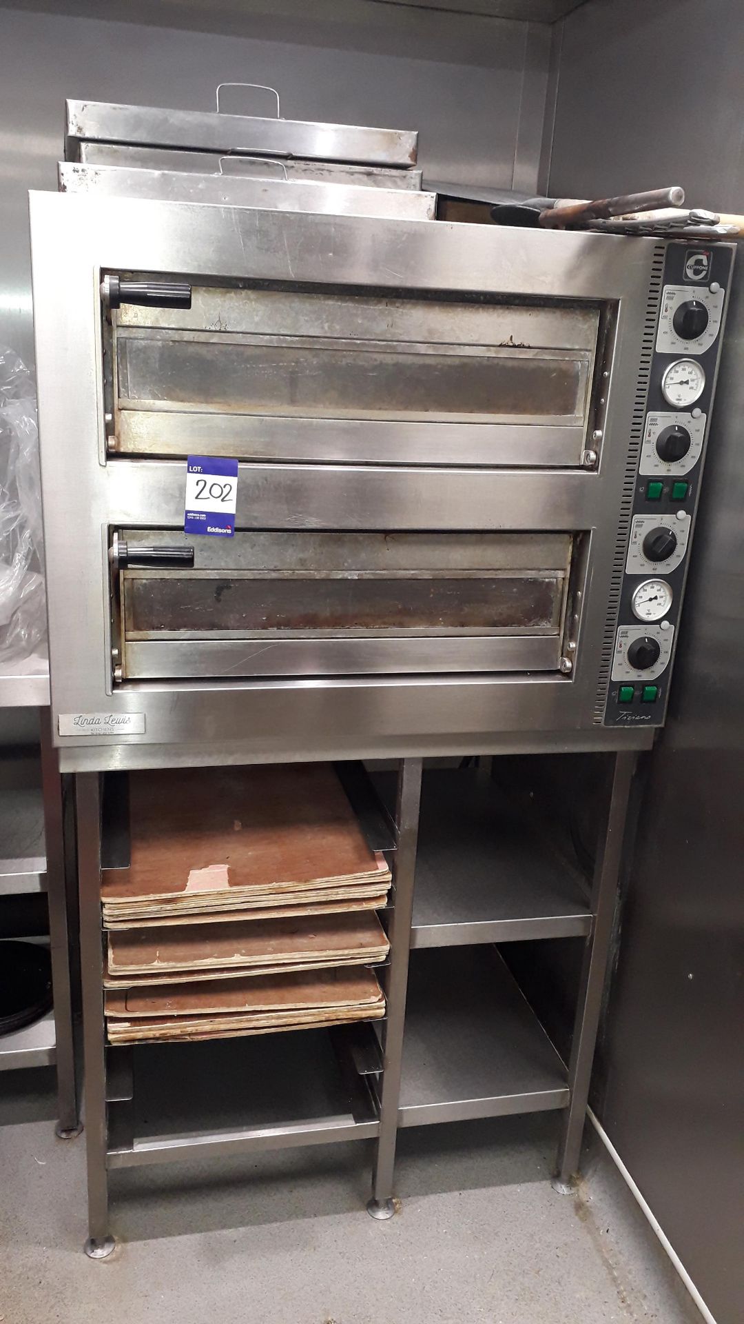 Cuppone Tiziano LLK Stainless Steel Twin Deck Pizza Oven on Stainless Steel Stand 415v, Located at