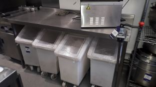 Stainless Steel Food Prep Table 1600 x 700 x 850mm with Attached Bonzer Can Opener, Located at First