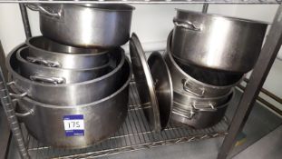 Approx. 9 x Various Size Pradeep Stainless Steel Stock Pots, Located at First Floor, The Bentall