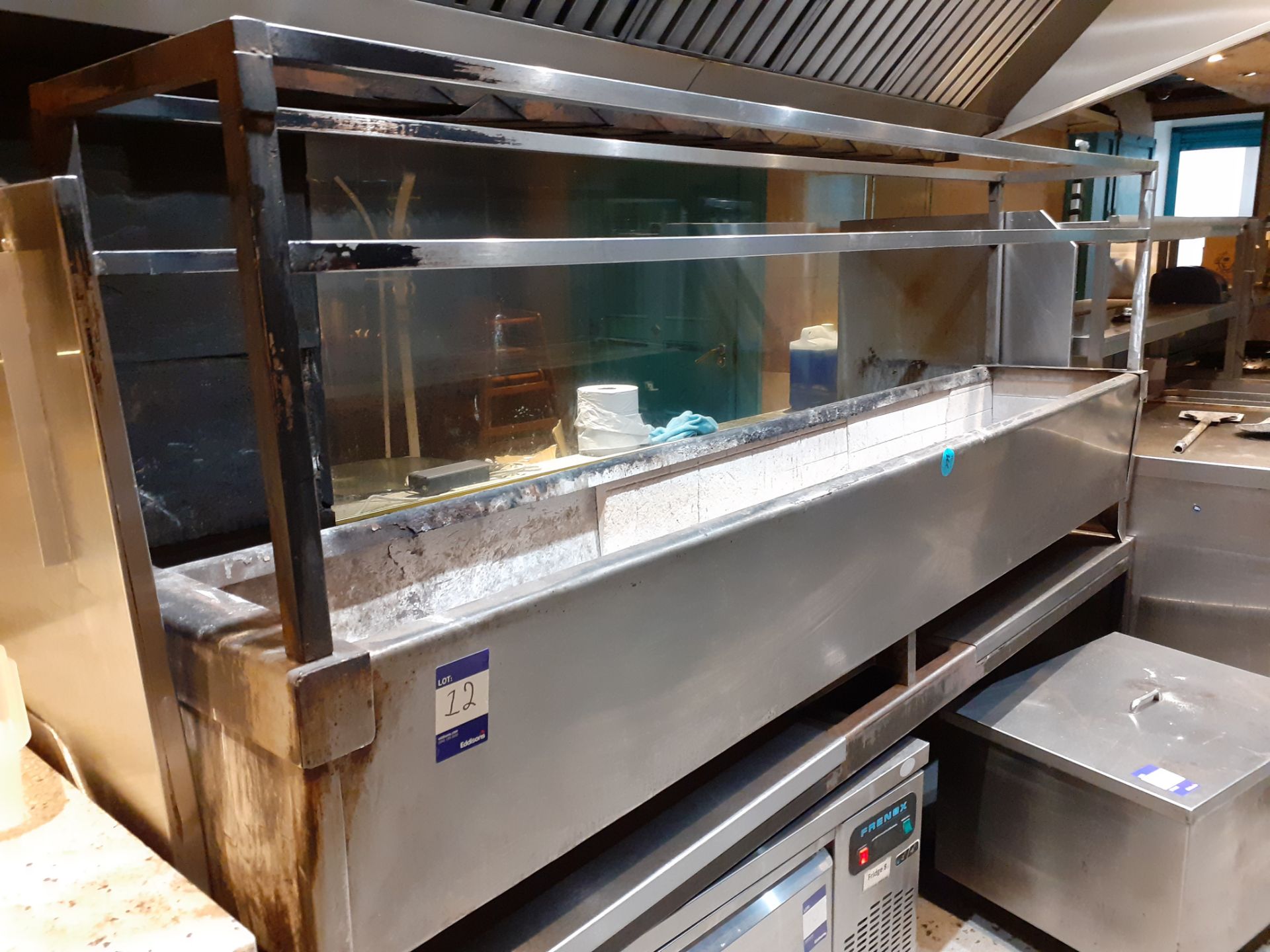 Stainless Steel Barbecue Pit 2,400 x 450mm on Stand, Located at 14 Leicester Square, London WC2H