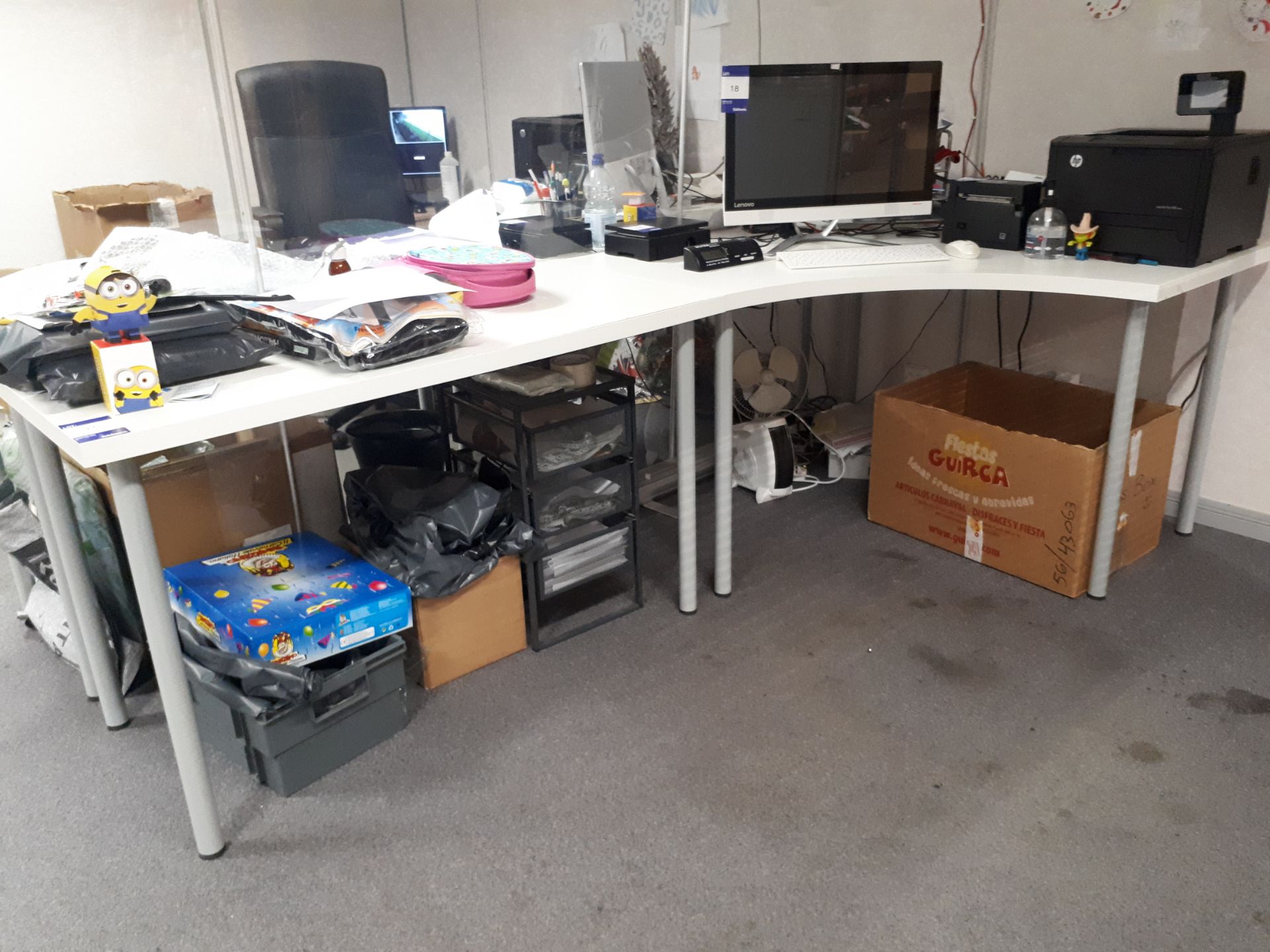 2 Module desk unit, with mobile office chair (Contents to desk not included)