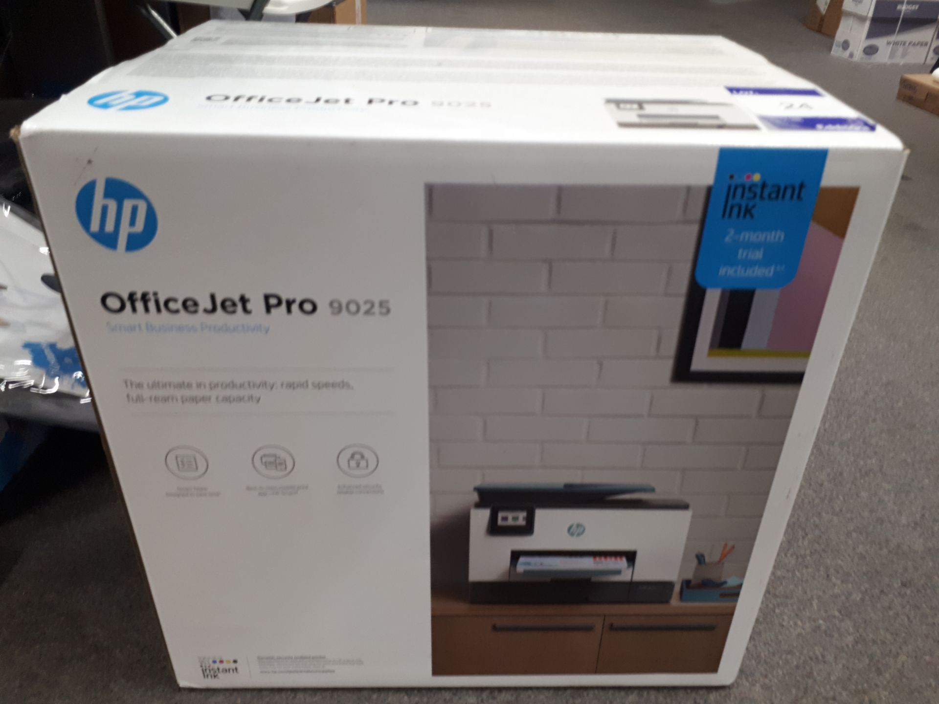 HP Officejet Pro 9025 printer, boxed