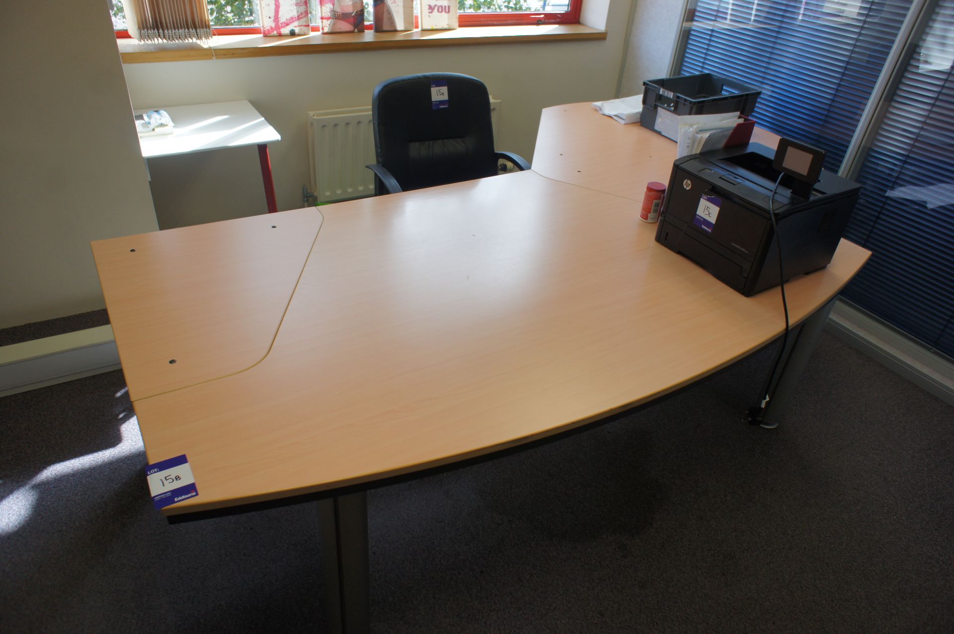 Large contemporary beech effect Directors desk, with mobile chair, to first floor - Image 2 of 2