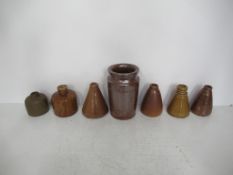 7 x Assorted Stone Bottles/Containers - unnamed and location unknown