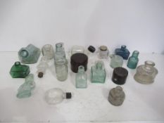 Qty of assorted Glass Inkwells