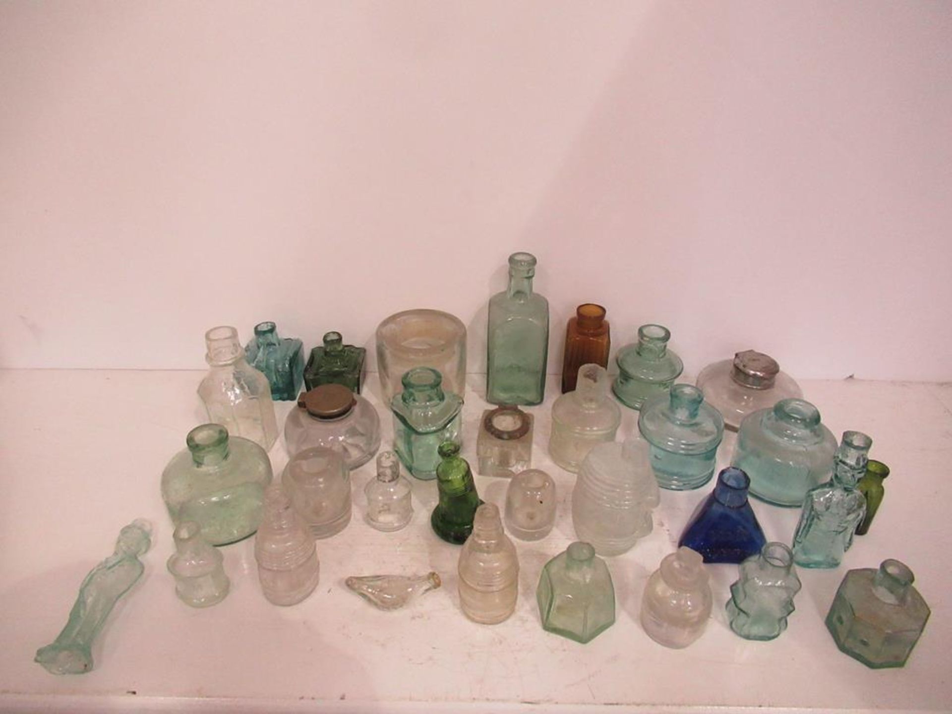 Qty of assorted Glass Inkwells