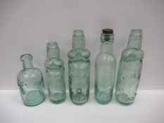 5x Grimsby Saweard bottles featuring three codds (2x 10oz, 1x 8oz)