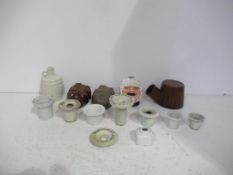 Qty of Stone Inkwells and a Fields Ink Bottle