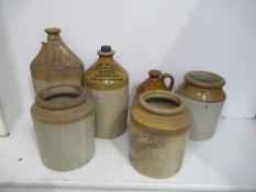 Qty of Stone Jars and Bottles including Lincoln H.Howse M.B.C.V.s, H.Wright & Co Ltd, Barnsley W.M.S