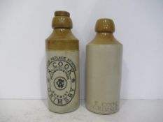 2x Grimsby Robert Cook bottles (1x chemist) (18cm)