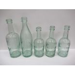 5x Grimsby bottles including Otto Strand (1), D. Cakebread Beer Merchant (2) and J. Warburton Wine P