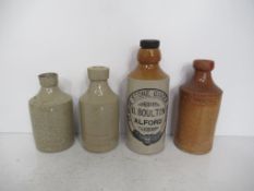 4 x Stone Bottles including Alford G. Boulton, boston T Allen & Co, H.Castle J Caparn, Gainsborough