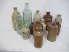Qty of Glass and Stone Ink Bottles - some marked, some unmarked