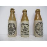 3x stone bottles, 1x Isaac Tucker and Company- Gateshead on Tyne, 1x McDonald- 'Middlesboro' and 1x