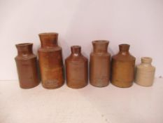 6x London Hollis & Son (4), W.G. Nixey (1) and Street & Day (1) stone jars