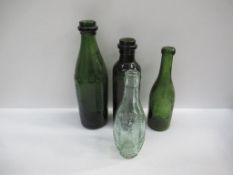 4x Hull J. Hindle (3x coloured) bottles