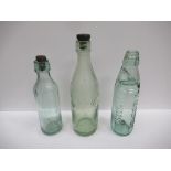 3x Grimsby Mouncey bottles (1x Codd) one featuring named lid