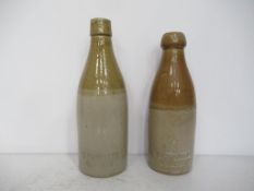 2 x Grimsby W.Stracker Impressed Stone Bottles (21cm)