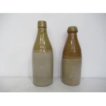 2 x Grimsby W.Stracker Impressed Stone Bottles (21cm)