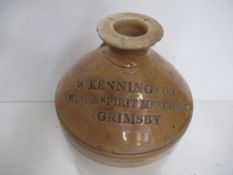 W. Kennington Wine and Spirit Merchant Grimsby Flagon "missing handle"