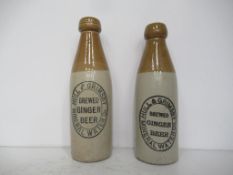 2 x Hull & Grimsby Mineral Water Co. Brewed Ginger Beer Stone Bottles (21cm)