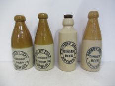 4x Grimsby Robert Cook Ginger Beer stone bottles (20cm)