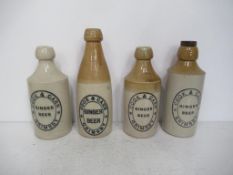 4 x Grimsby Cook & Carr Ginger Beer Stone Bottles