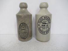 2 x Grimsby Chameleon Works Pure Brewed Ginger Beer Stone Bottles (17cm)