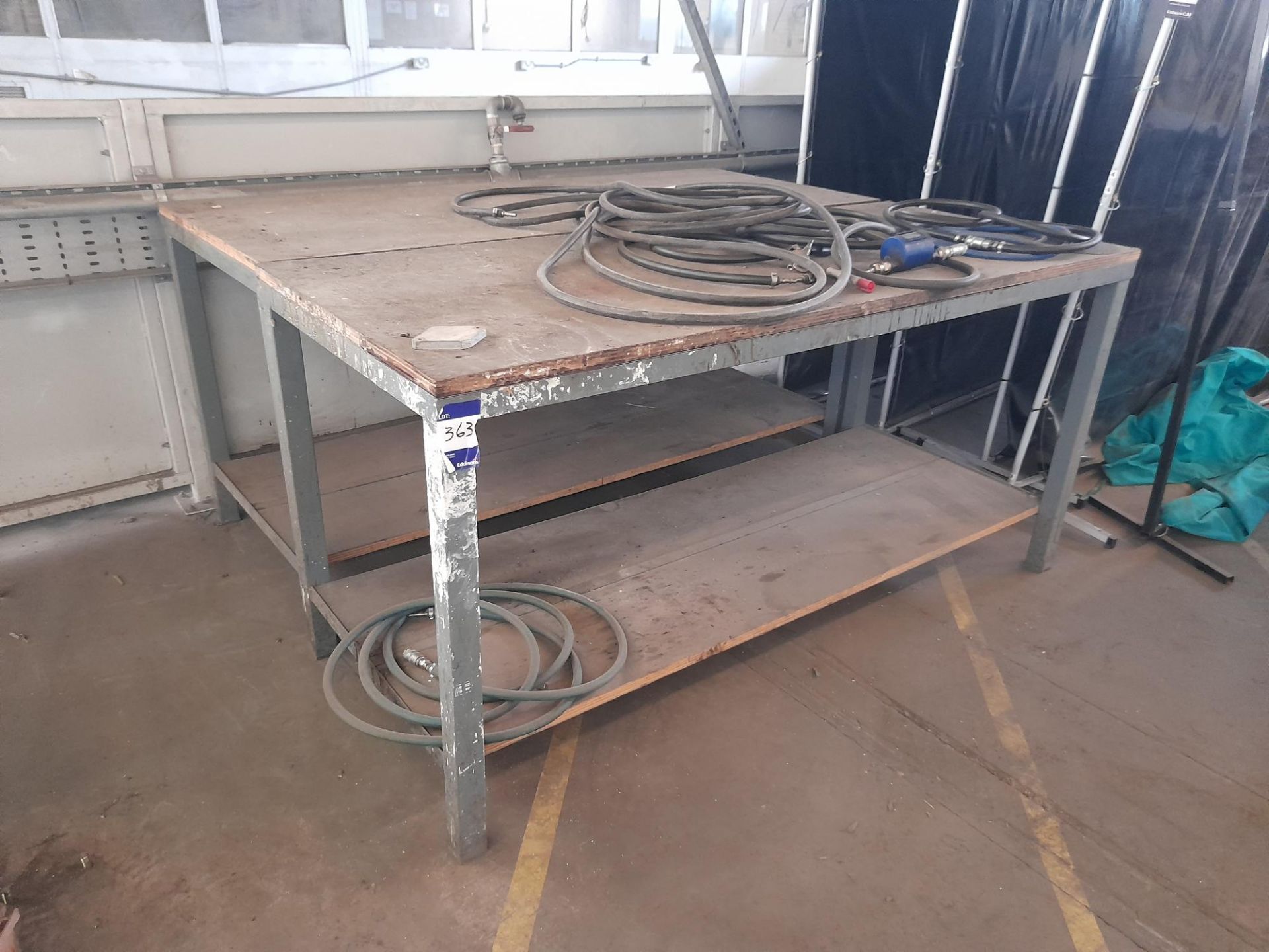 2x Timber Topped Fabricated Steel Work Benches, 1800mm x 750mm