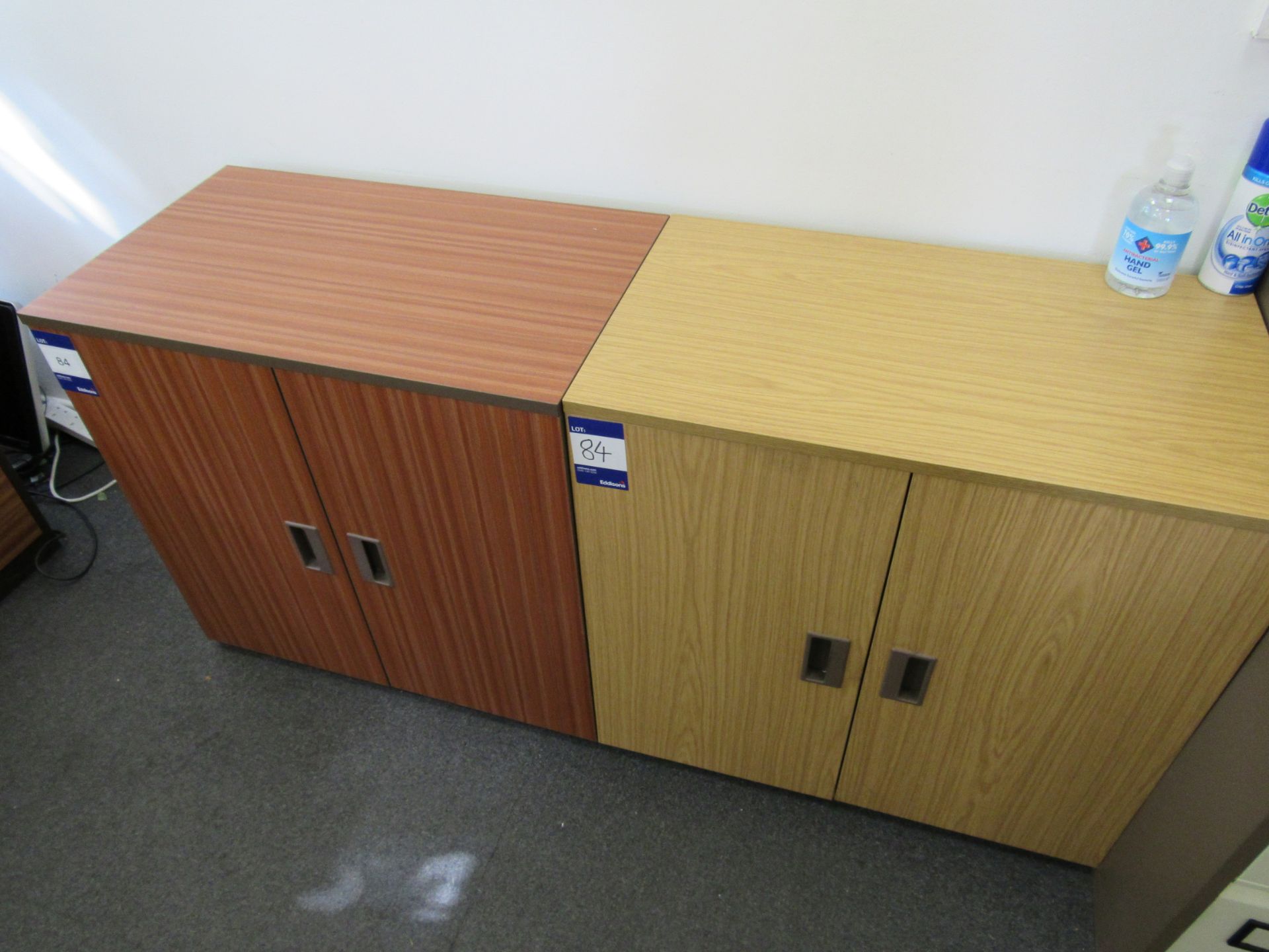 4 x Assorted low level double door cupboards (Approximately 750 x 710 x 450), to first floor office