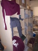 Shelving Unit & Four Boxes & Contents of Various Hooded Sweat Shirts & Crop Tops