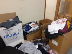 Six Boxes of Various T-Shirts & Bags